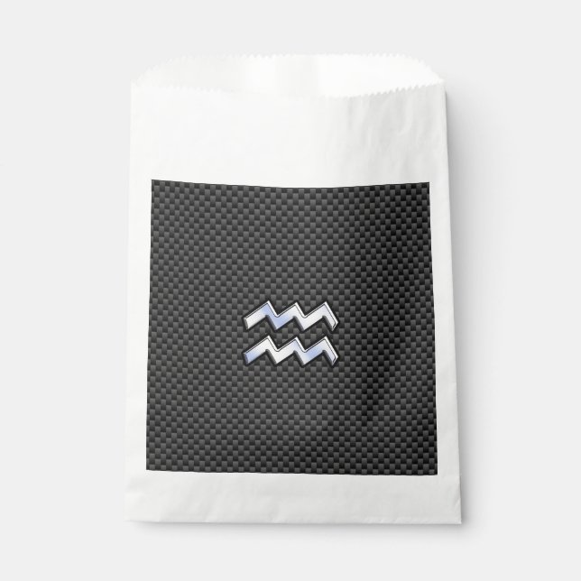 Aquarius Zodiac Symbol Carbon Fiber Decor Favor Bag (Front)