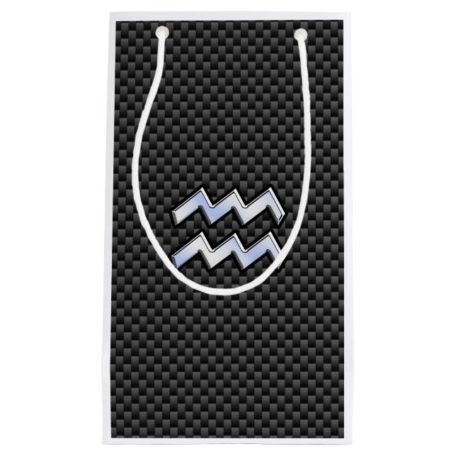 Aquarius Zodiac Symbol Carbon Fiber Decor Small Gift Bag (Front)