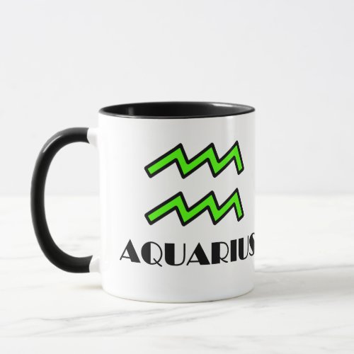 Aquarius Zodiac Symbol Designer Mug In Green
