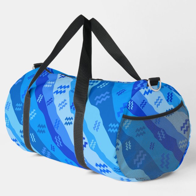 Aquarius Zodiac Symbol Duffle Bag (Right Corner)