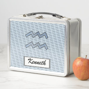 Aquarius Zodiac Symbol Element by K Yoncich Metal Lunch Box