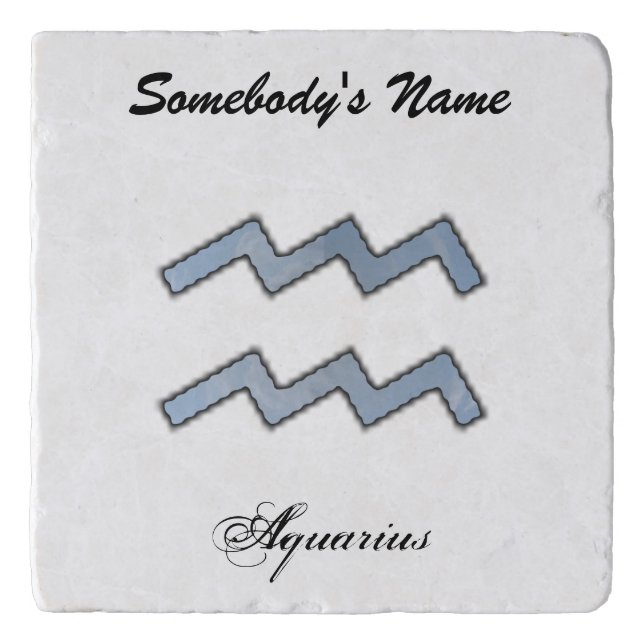 Aquarius Zodiac Symbol Element by K Yoncich Trivet (Front)