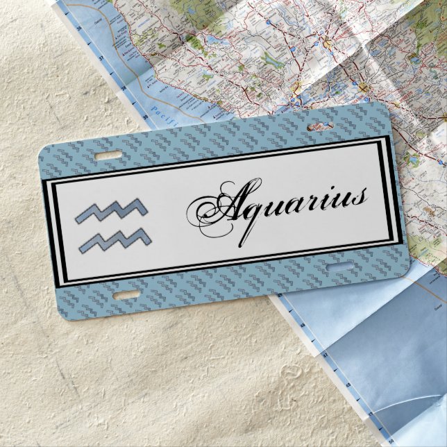 Aquarius Zodiac Symbol Element by Kenneth Yoncich License Plate (In Situ)