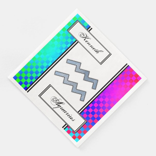 Aquarius Zodiac Symbol Element by Kenneth Yoncich Paper Dinner Napkins (Corner)