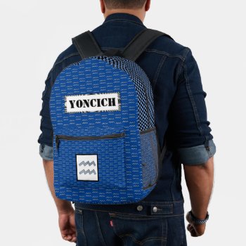 Aquarius Zodiac Symbol Element By Kenneth Yoncich Printed Backpack by KennethYoncich at Zazzle