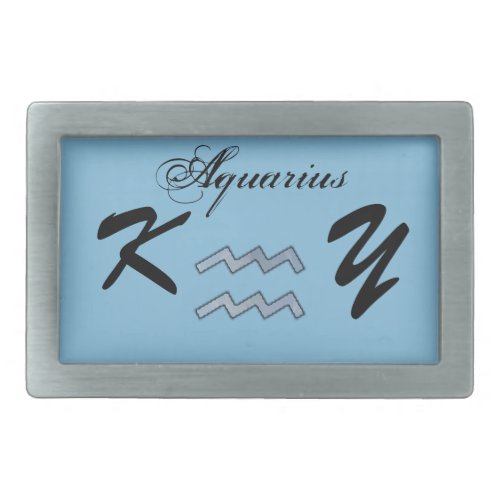Aquarius Zodiac Symbol Element by Kenneth Yoncich Rectangular Belt Buckle