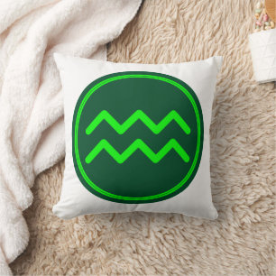 Aquarius Zodiac Symbol Green Contrast Throw Pillow