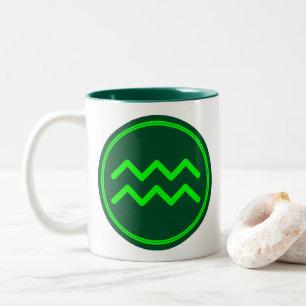 Aquarius Zodiac Symbol Green Contrast Two-Tone Coffee Mug