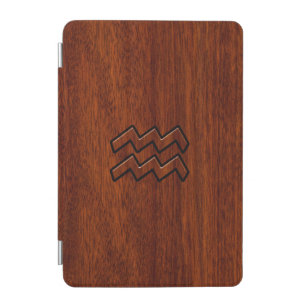 Aquarius Zodiac Symbol Mahogany Style iPad Mini Cover
