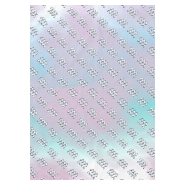 Aquarius Zodiac Symbol Mother of Pearl Nacre Style Tablecloth (Front)