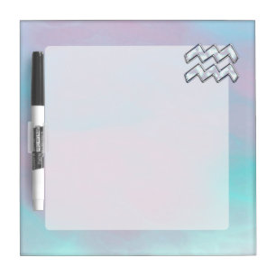 Aquarius Zodiac Symbol on Mother of Pearl Decor Dry Erase Board