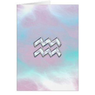 Aquarius Zodiac Symbol on Mother of Pearl Nacre Cards