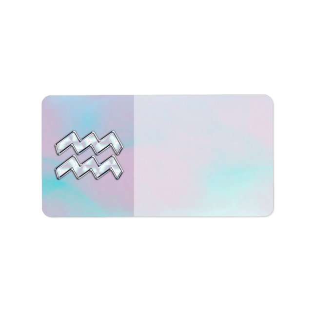 Aquarius Zodiac Symbol on Mother of Pearl Nacre Label (Front)