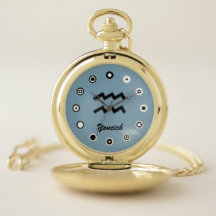 Aquarius Zodiac Symbol Standard (Bf) by K Yoncich Pocket Watch