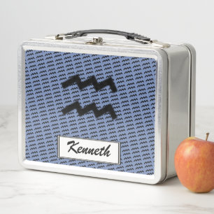 Aquarius Zodiac Symbol Standard by K Yoncich Metal Lunch Box