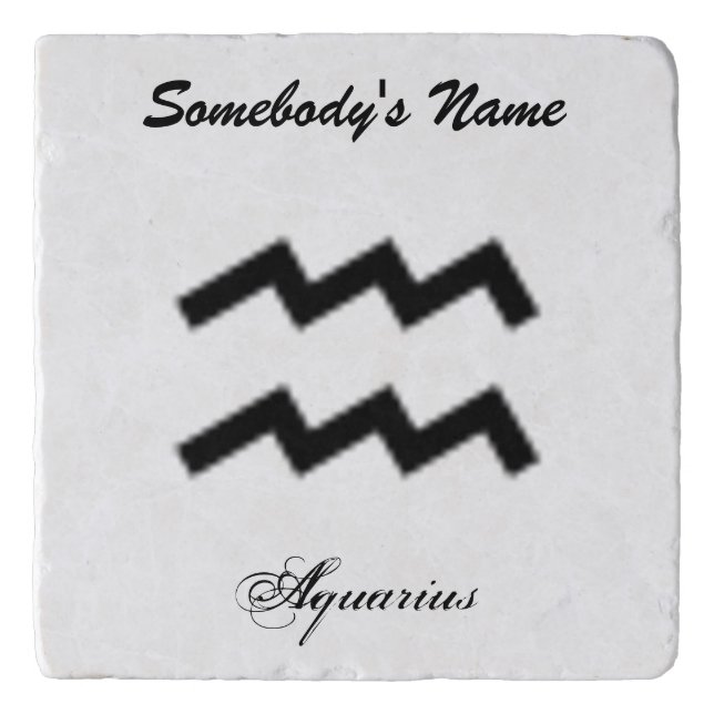 Aquarius Zodiac Symbol Standard by K Yoncich Trivet (Front)