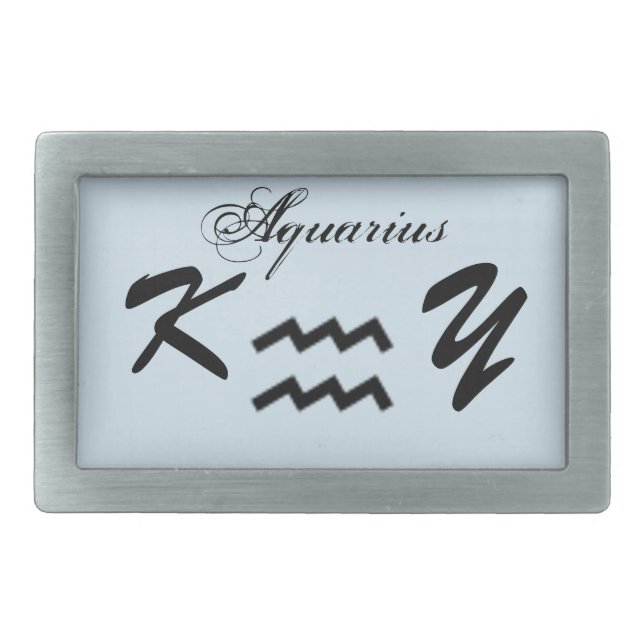 Aquarius Zodiac Symbol Standard by Kenneth Yoncich Belt Buckle (Front)