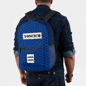 Aquarius Zodiac Symbol Standard By Kenneth Yoncich Printed Backpack by KennethYoncich at Zazzle