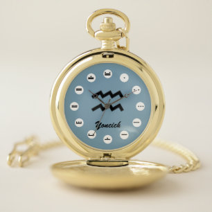 Aquarius Zodiac Symbol Standard (Mf) by K Yoncich Pocket Watch
