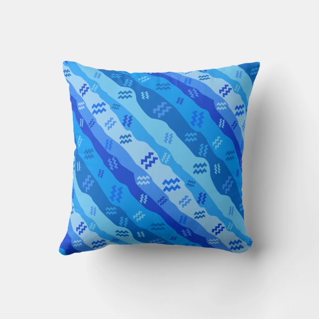 Aquarius Zodiac Symbol Throw Pillow (Back)