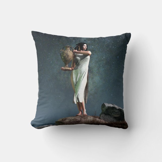 Aquarius Zodiac Symbol Throw Pillow (Front)