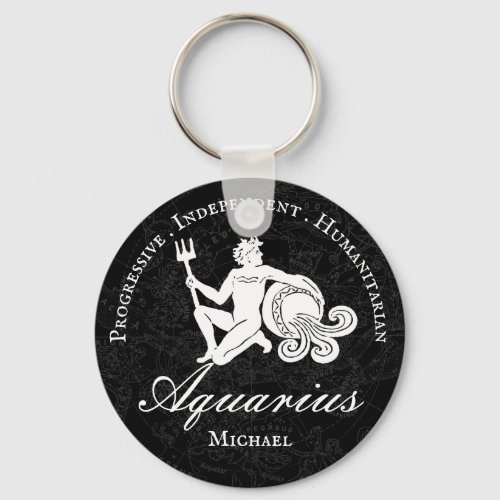 Aquarius Zodiac Traits Astrology Black Custom  Keychain