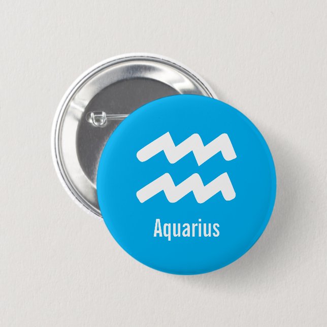 Aquarius Zodiac Traits Minimal Astrology Button (Front & Back)