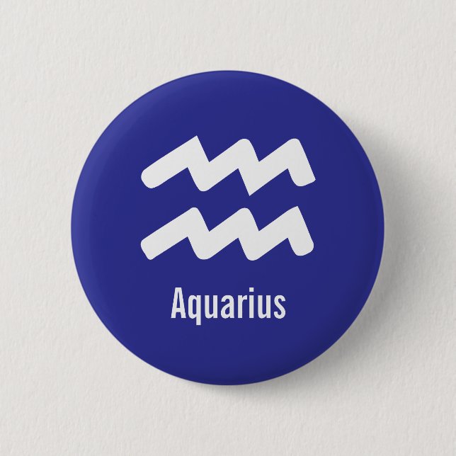 Aquarius Zodiac Traits Minimal Astrology Button (Front)