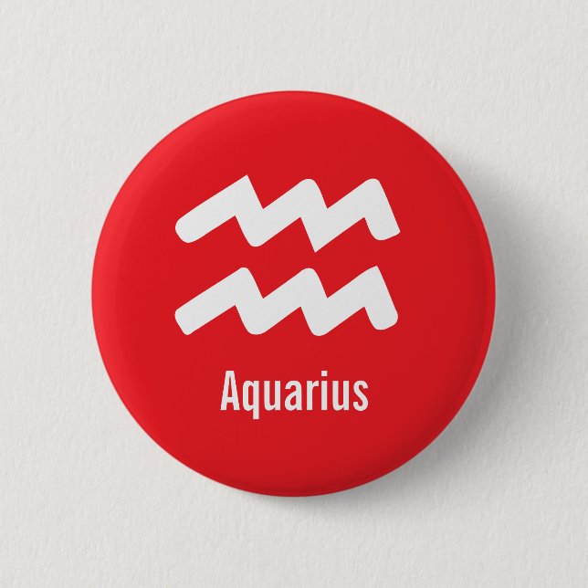 Aquarius Zodiac Traits Minimal Astrology Button (Front)