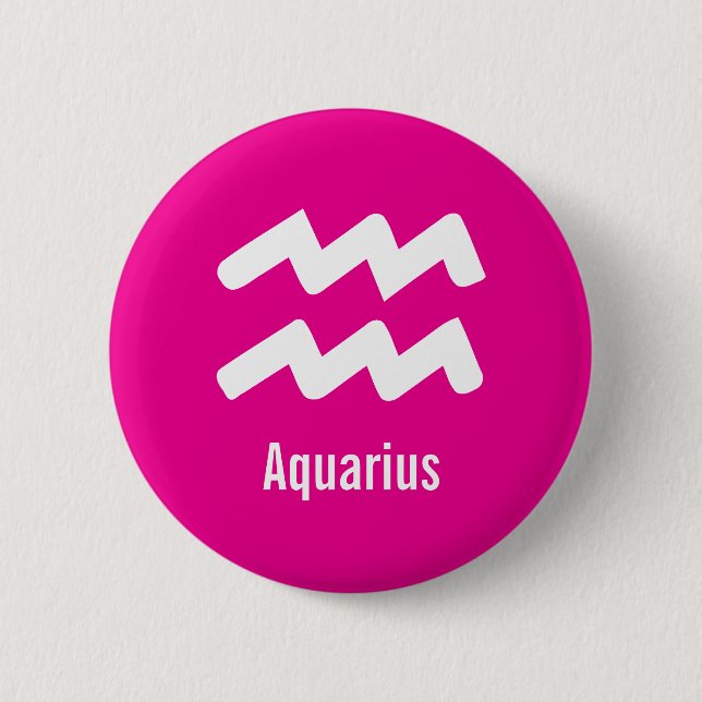 Aquarius Zodiac Traits Minimal Astrology Button (Front)
