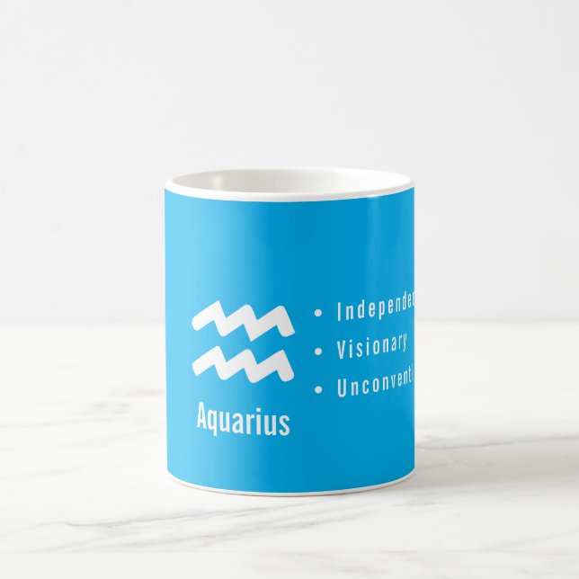 Aquarius Zodiac Traits Minimal Astrology Coffee Mug (Center)