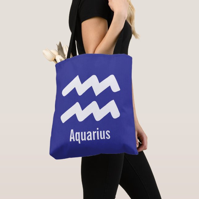 Aquarius Zodiac Traits Minimal Astrology Tote Bag (Close Up)
