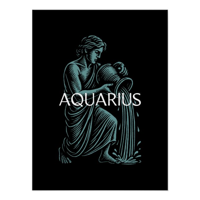 Aquarius Zodiac – Vintage Water Bearer Poster (Front)