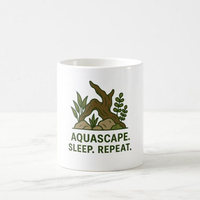 Aquascape. Sleep. Repeat. – Minimalist Aquarium Coffee Mug (Center)