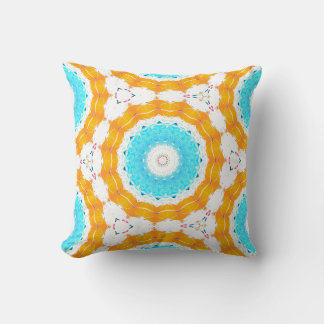 AquaSunrise Mandala Accent Pillow, Throw Pillow