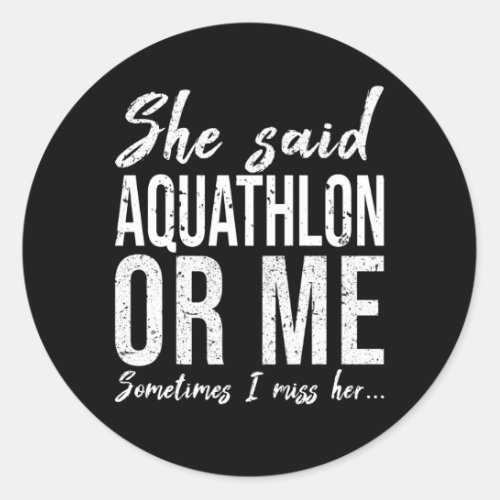 Aquathlon funny sports gift idea classic round sticker