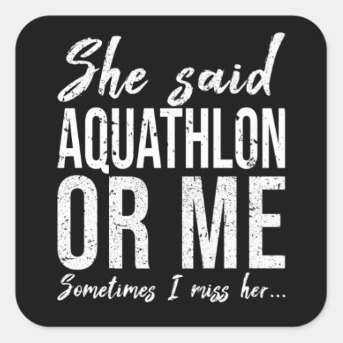Aquathlon funny sports gift idea square sticker