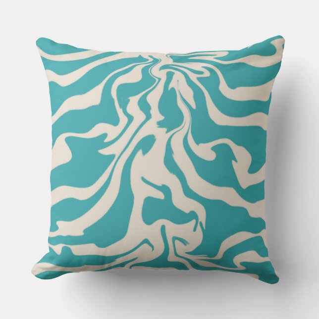 Aquatic Abstract Throw Pillow (Front)