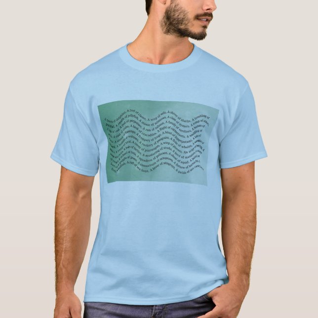 Aquatic Animals Group Names Wave Ombre T-Shirt (Front)