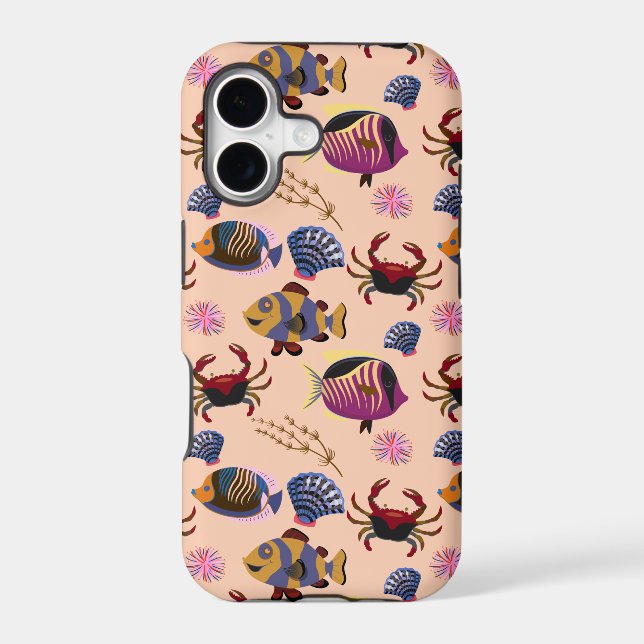 Aquatic animals pattern | ocean underwater life 10 iphone case (Back)