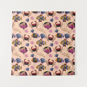 Aquatic animals pattern   ocean underwater life 10 tapestry