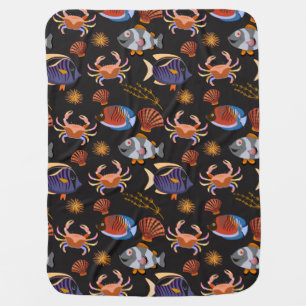 Aquatic animals pattern ocean underwater life 11 baby blanket