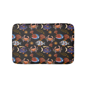Aquatic animals pattern ocean underwater life 11 bath mat