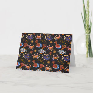 Aquatic animals pattern ocean underwater life 11 card