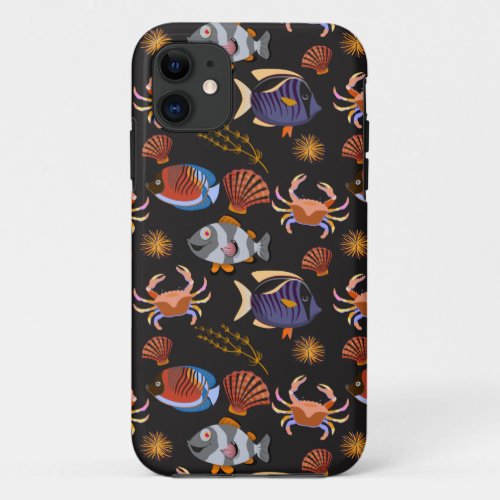 Aquatic animals pattern  ocean underwater life 11 iPhone 11 case
