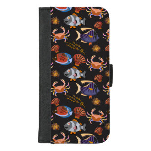 Aquatic animals pattern   ocean underwater life 11 iPhone 8/7 plus wallet case