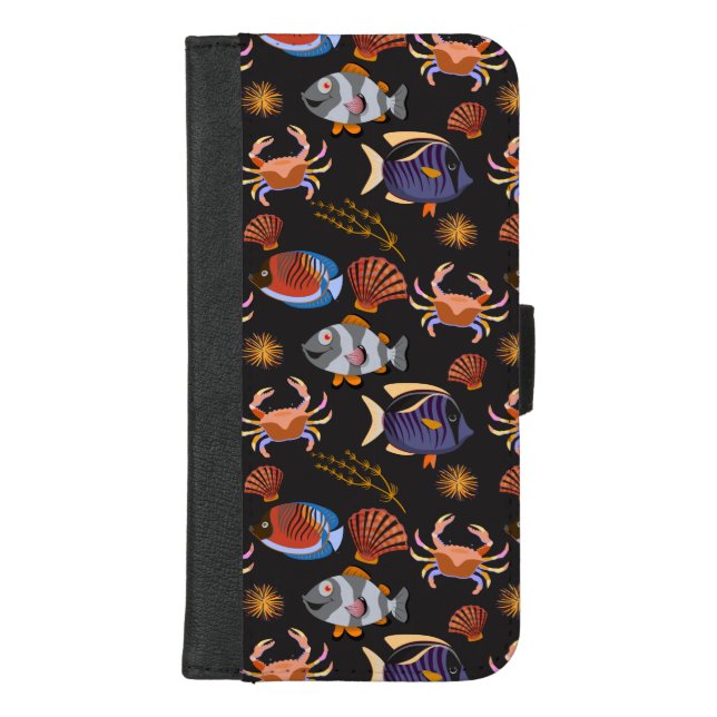 Aquatic animals pattern | ocean underwater life 11 iPhone wallet case (Front)