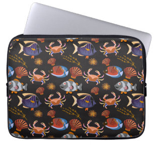 Aquatic animals pattern ocean underwater life 11 laptop sleeve