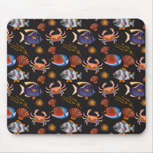 Aquatic animals pattern   ocean underwater life 11 mouse pad
