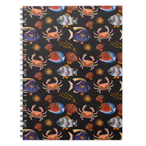 Aquatic animals pattern  ocean underwater life 11 notebook